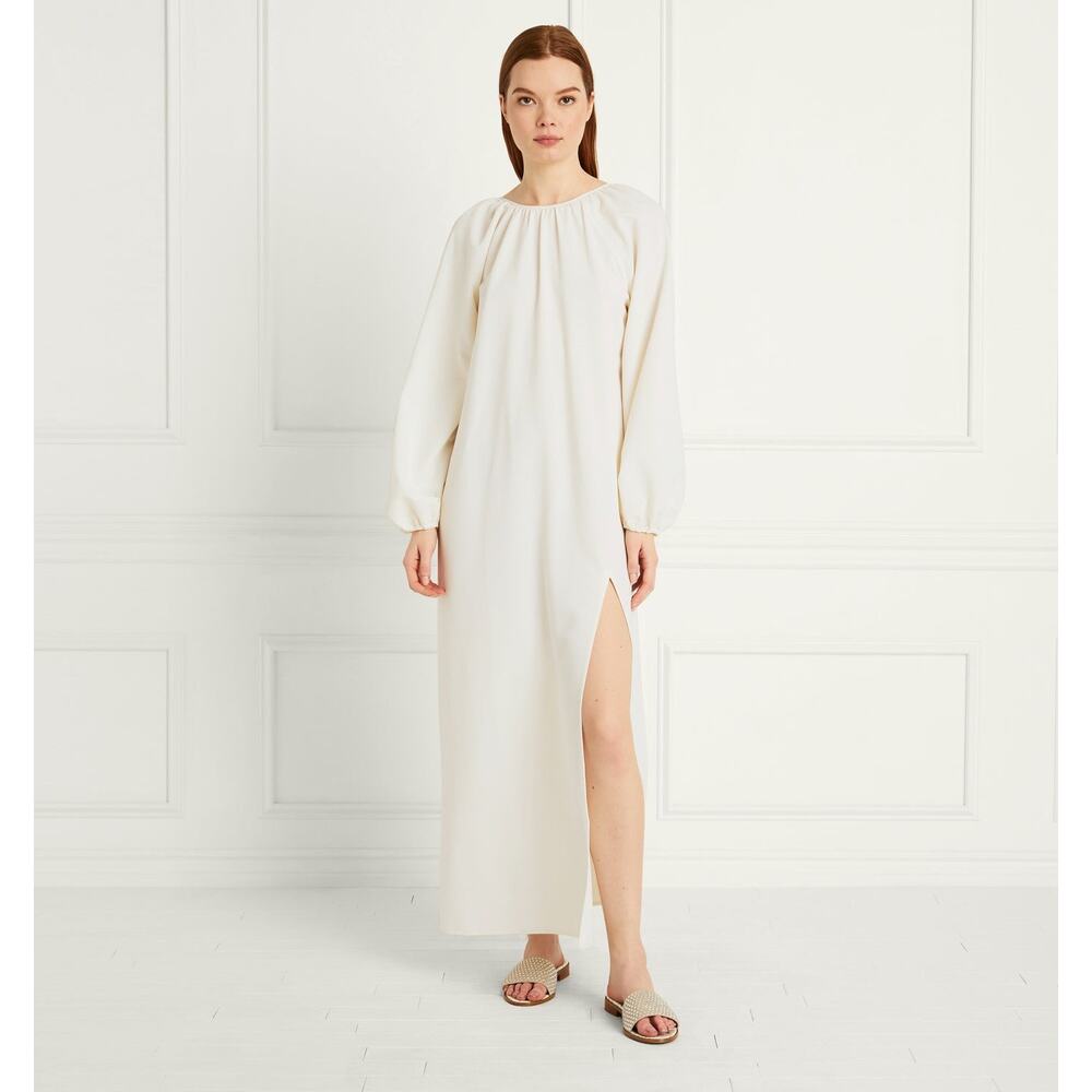 Hill House Simone Long Sleeve Maxi Dress in Coconut Milk Size L